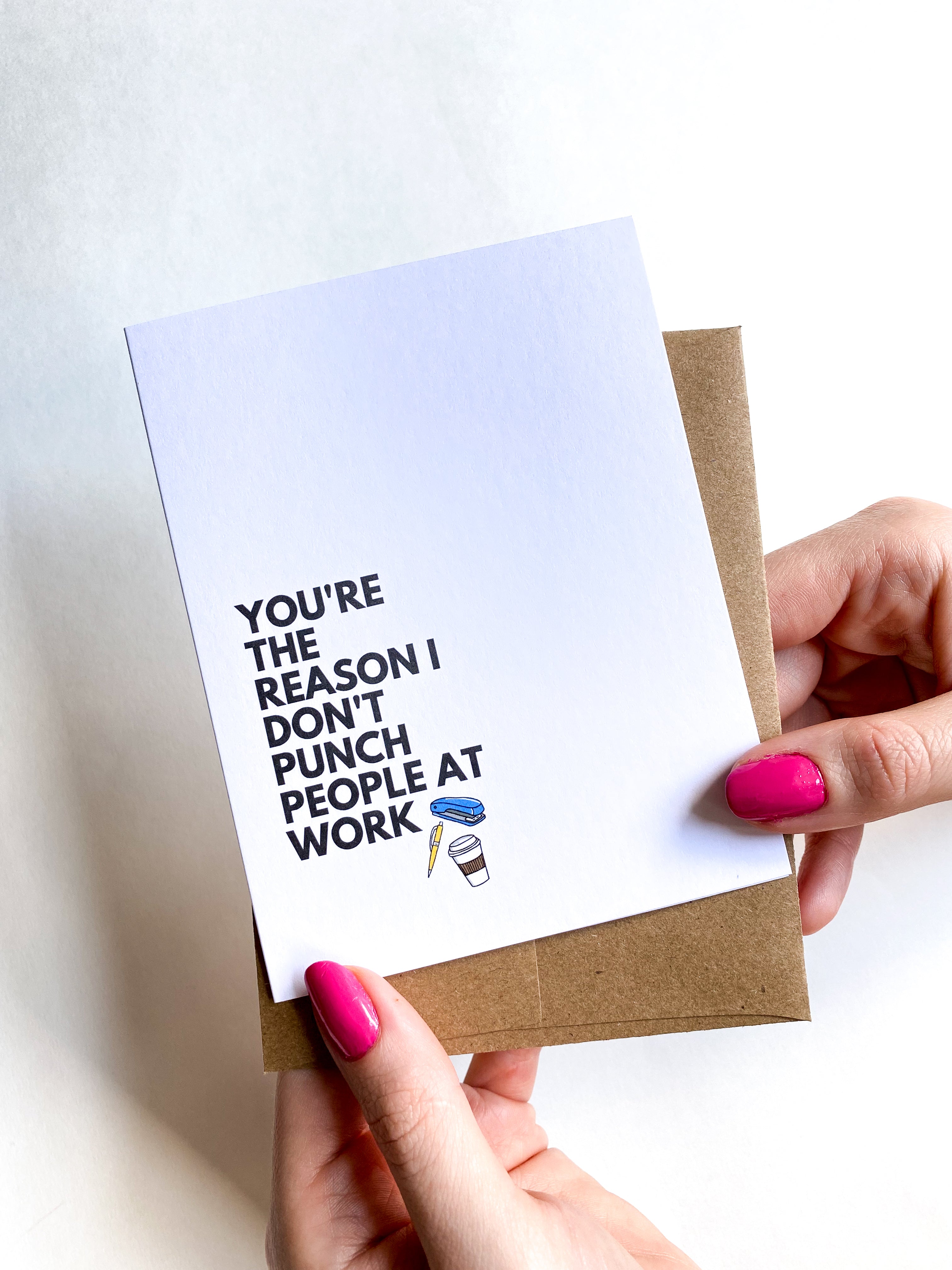 Funny Coworker Appreciation Card The Reason I Don't Punch People Work Bestie Card by Five Dot Post