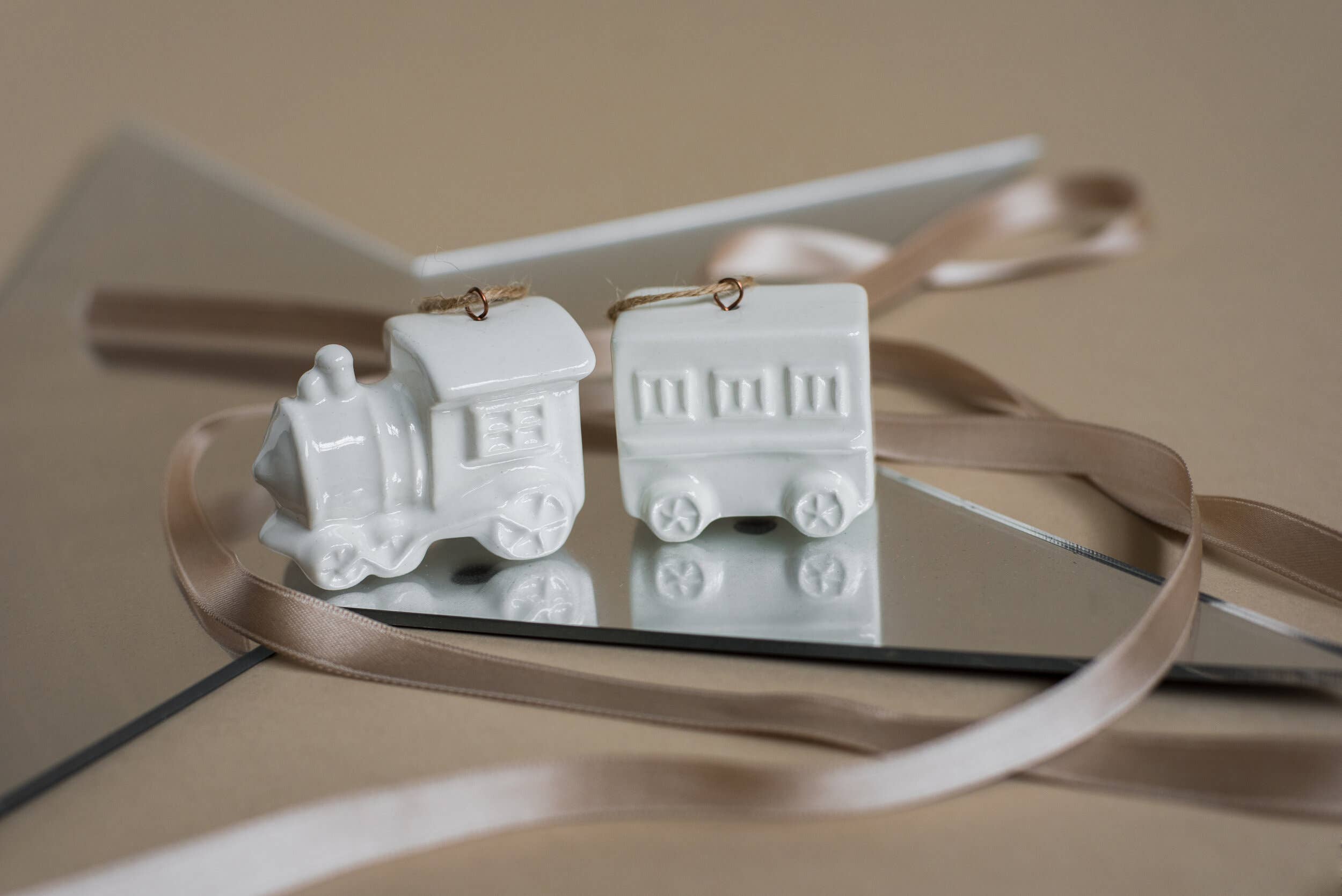Handmade Porcelain Christmas Ornaments: Mini Bus