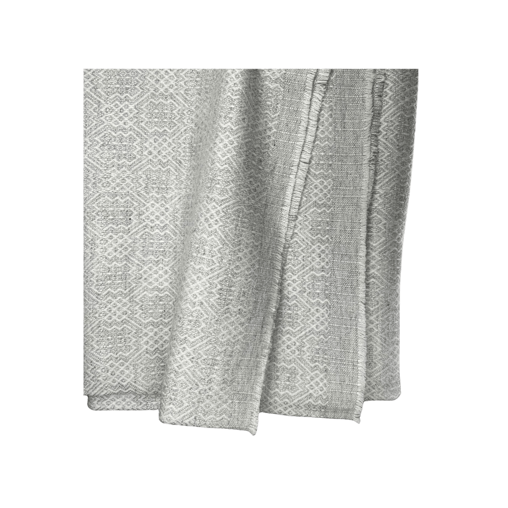 Dhanvi Patterned Cashmere Blanket - Light Grey