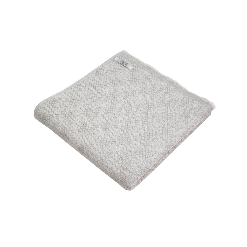 Dhanvi Patterned Cashmere Blanket - Light Grey