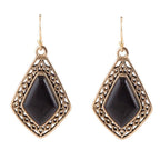 Diamond Black Onyx Stone Golden Drop Earrings Earrings La Vie Bien Diamond Black Onyx Stone Golden Drop Earrings