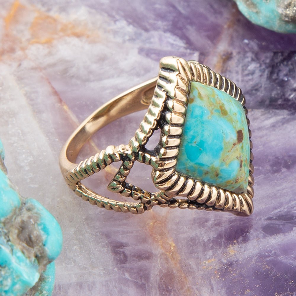 Diamond Days Blue Turquoise and Golden Ring Rings La Vie Bien Diamond Days Blue Turquoise and Golden Ring