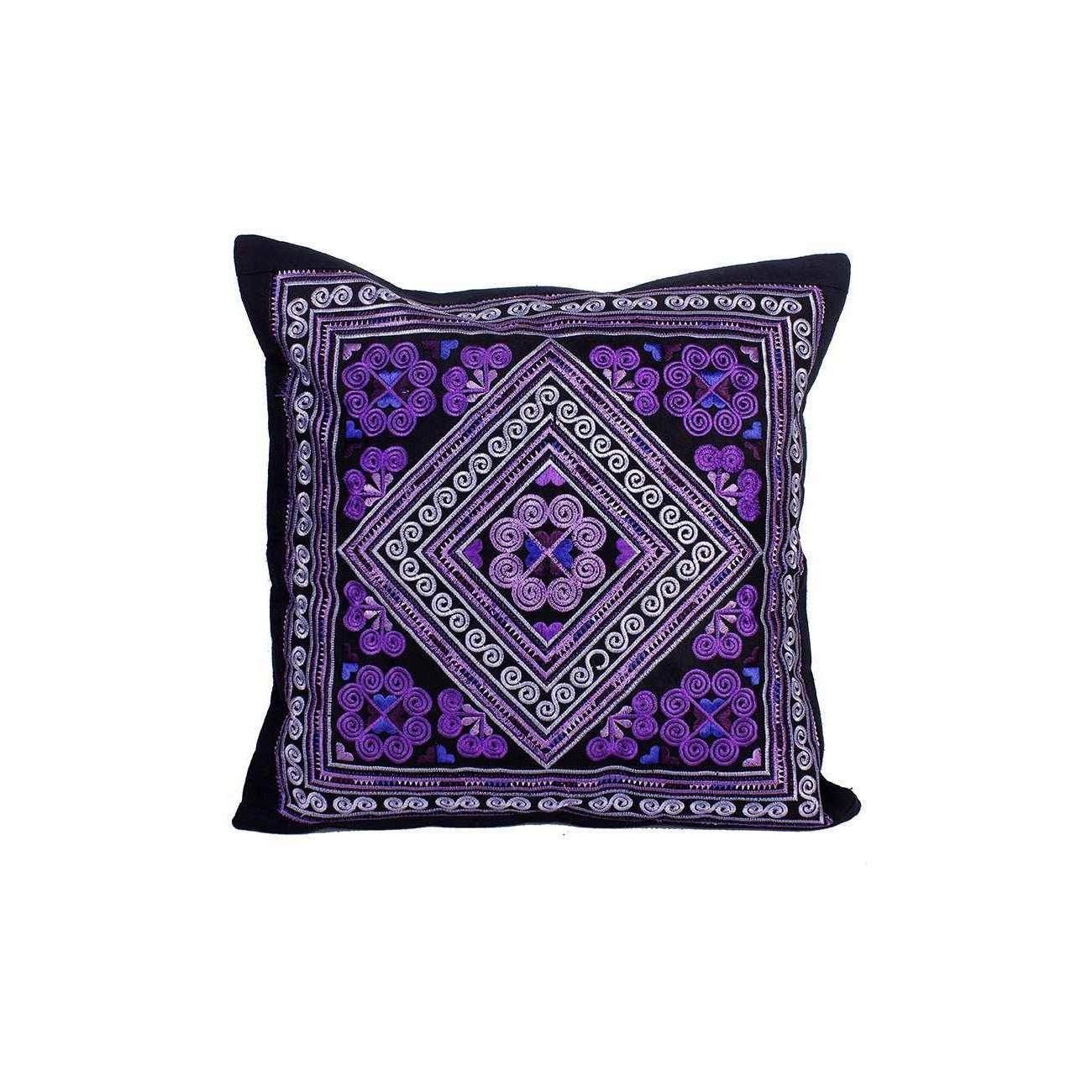 Diamond Flower Embroidered Pillow Cover - Thailand Decor La Vie Bien Diamond Flower Embroidered Pillow Cover - Thailand