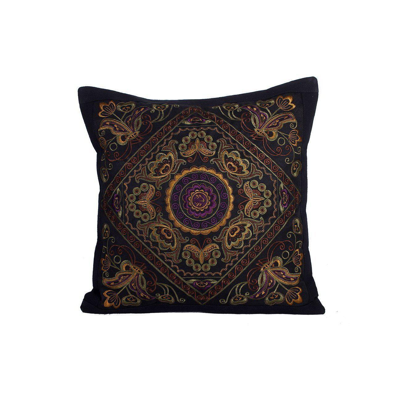 Diamond Flower Embroidered Pillow Cover - Thailand Decor La Vie Bien Diamond Flower Embroidered Pillow Cover - Thailand