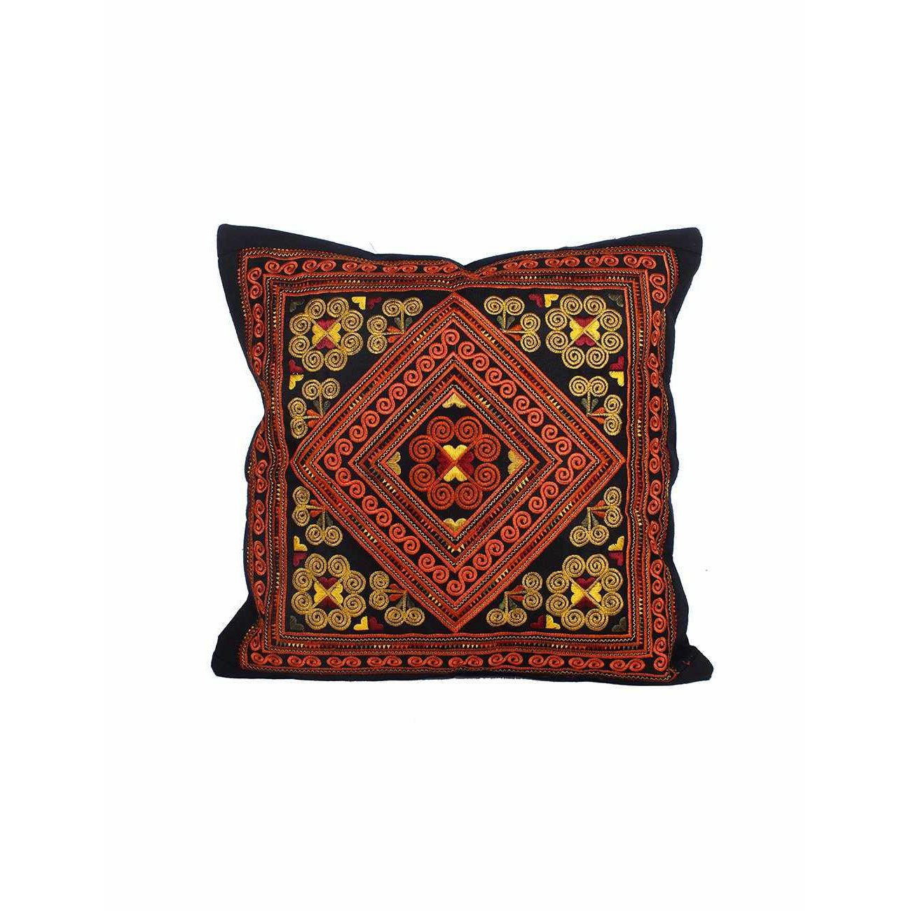 Diamond Flower Embroidered Pillow Cover - Thailand Decor La Vie Bien Diamond Flower Embroidered Pillow Cover - Thailand