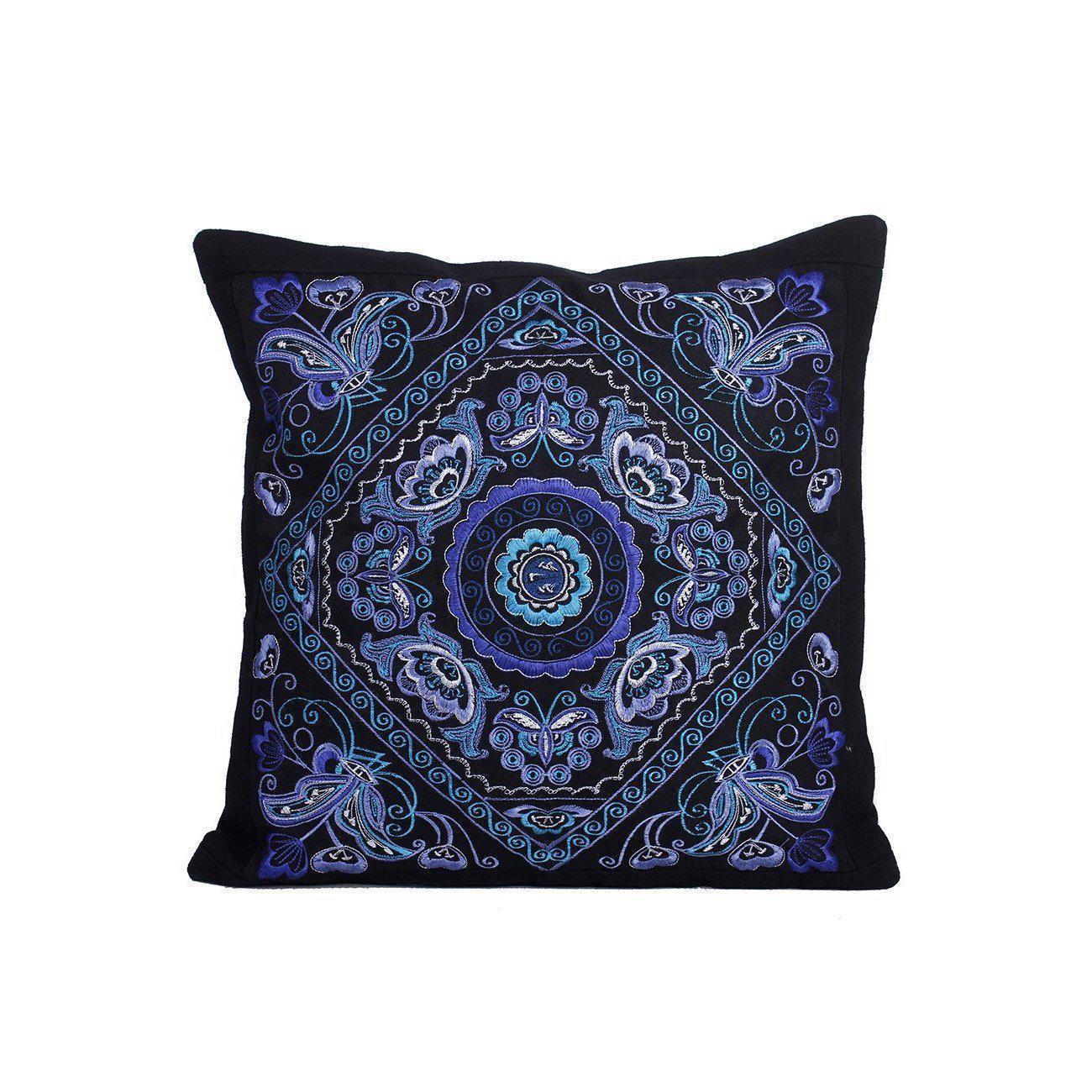 Diamond Flower Embroidered Pillow Cover - Thailand Decor La Vie Bien Diamond Flower Embroidered Pillow Cover - Thailand