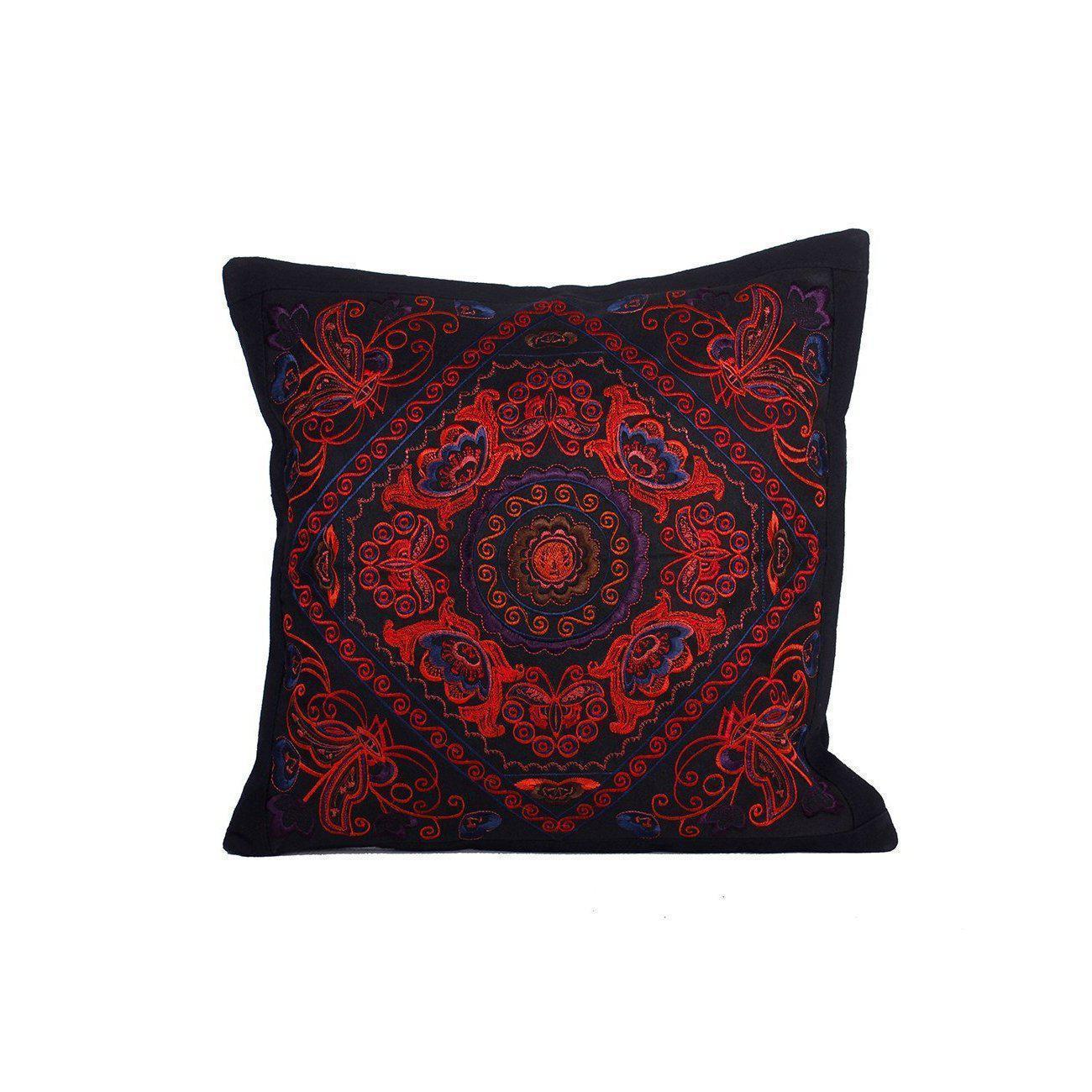 Diamond Flower Embroidered Pillow Cover - Thailand Decor La Vie Bien Diamond Flower Embroidered Pillow Cover - Thailand