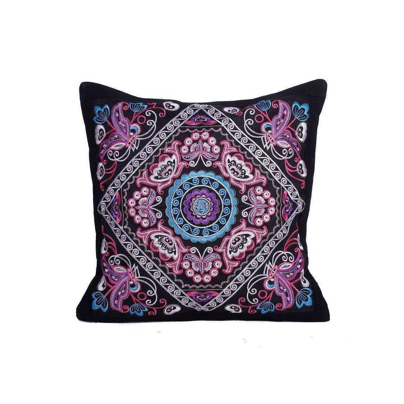 Diamond Flower Embroidered Pillow Cover - Thailand Decor La Vie Bien Diamond Flower Embroidered Pillow Cover - Thailand