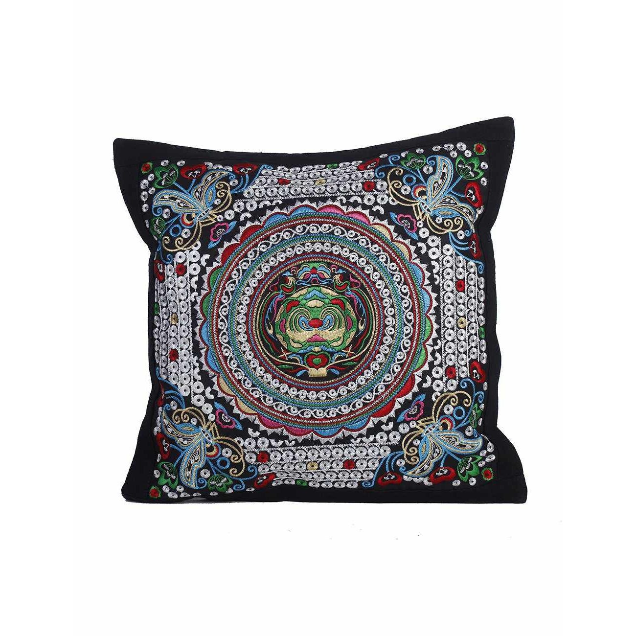 Diamond Flower Embroidered Pillow Cover - Thailand Decor La Vie Bien Diamond Flower Embroidered Pillow Cover - Thailand