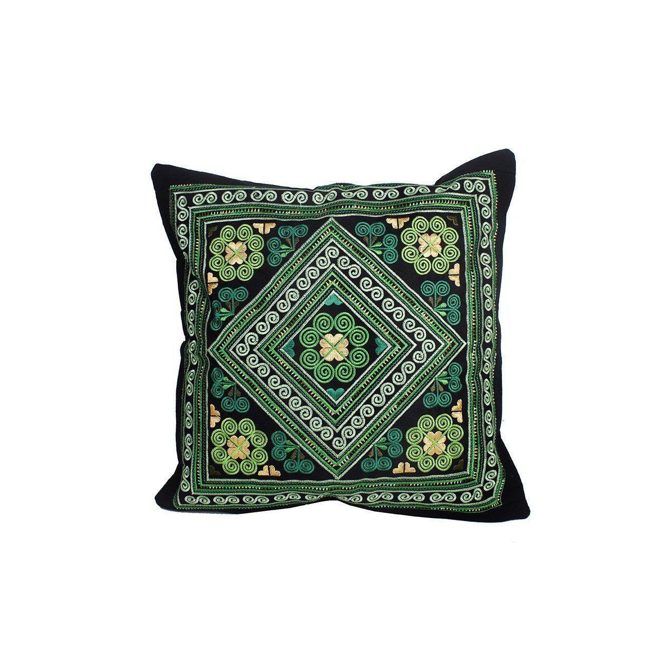 Diamond Flower Embroidered Pillow Cover - Thailand Decor La Vie Bien Diamond Flower Embroidered Pillow Cover - Thailand