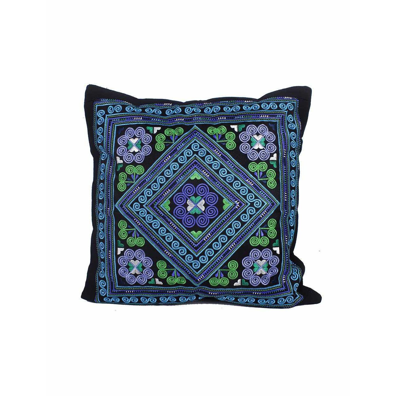 Diamond Flower Embroidered Pillow Cover - Thailand Decor La Vie Bien Diamond Flower Embroidered Pillow Cover - Thailand
