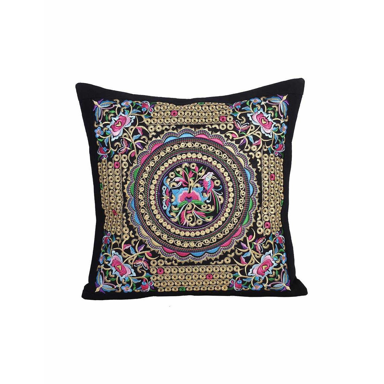 Diamond Flower Embroidered Pillow Cover - Thailand Decor La Vie Bien Diamond Flower Embroidered Pillow Cover - Thailand