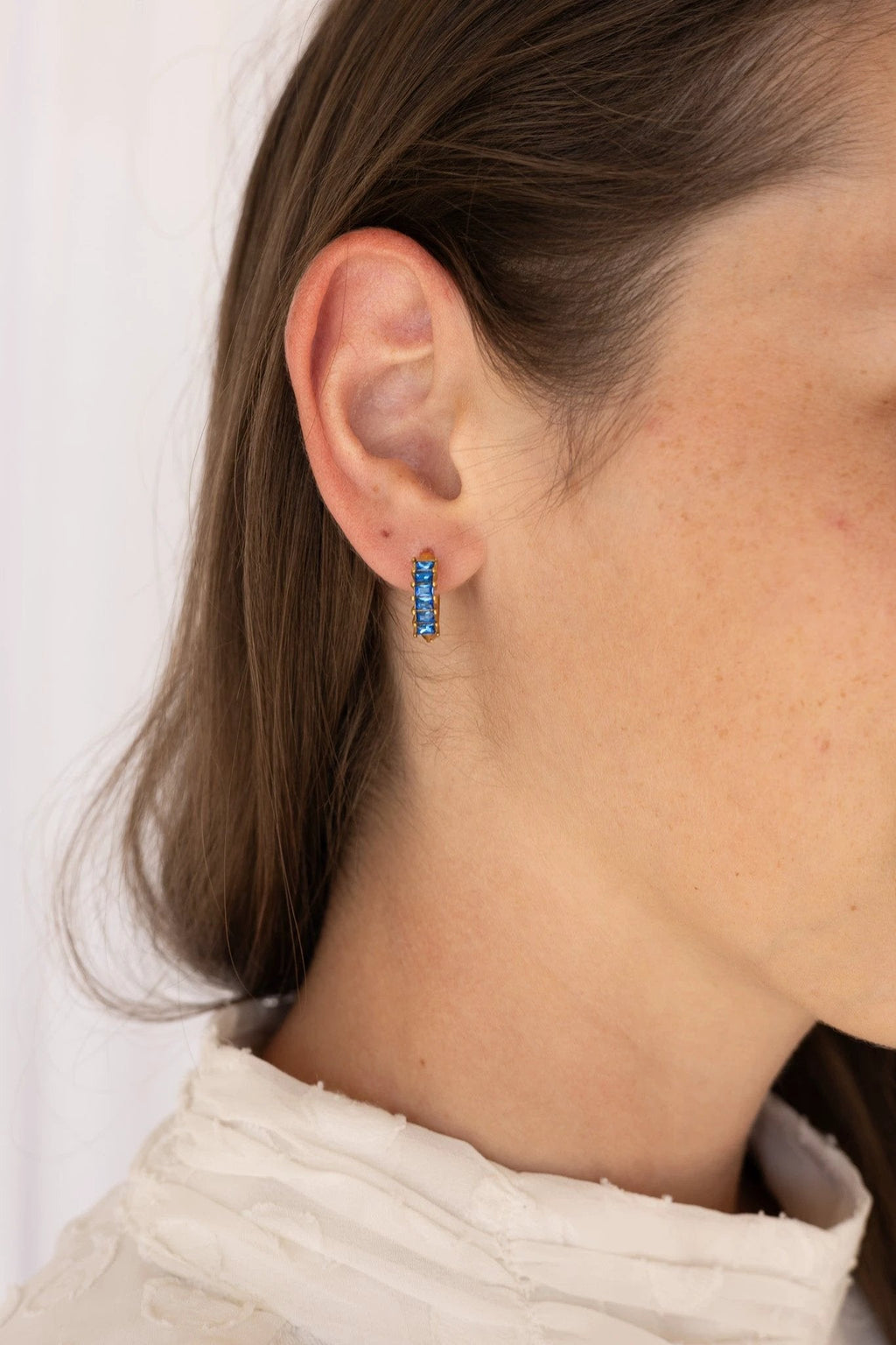 Diamond Hoop in Blue by Rose & Clay