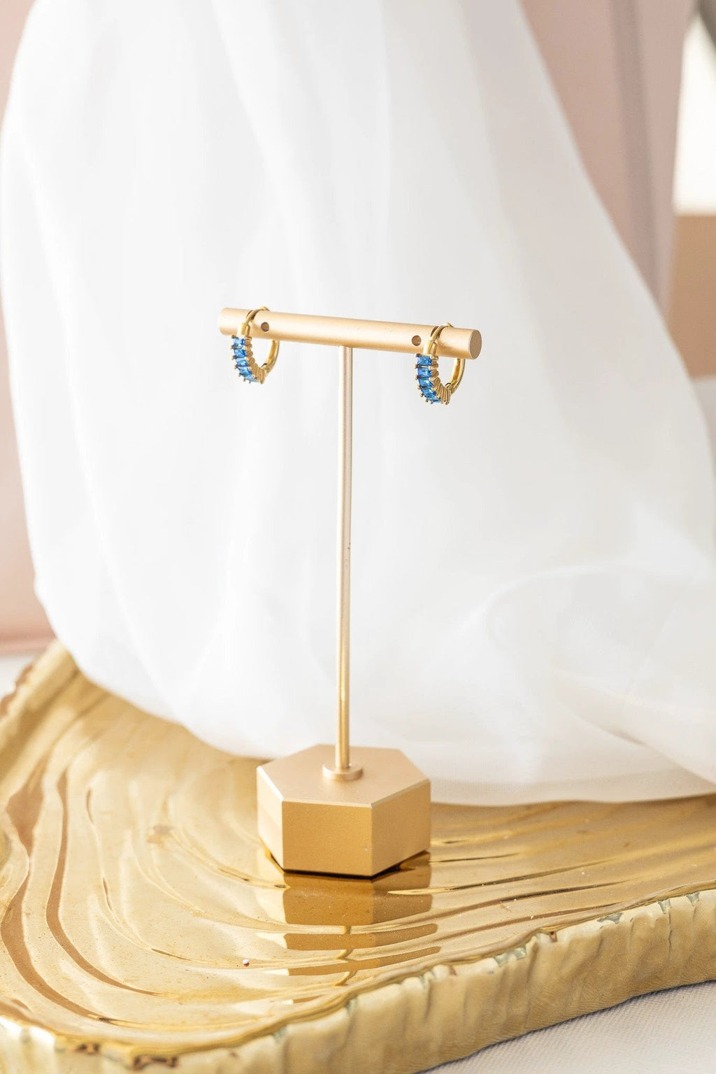 Diamond Hoop in Blue by Rose & Clay