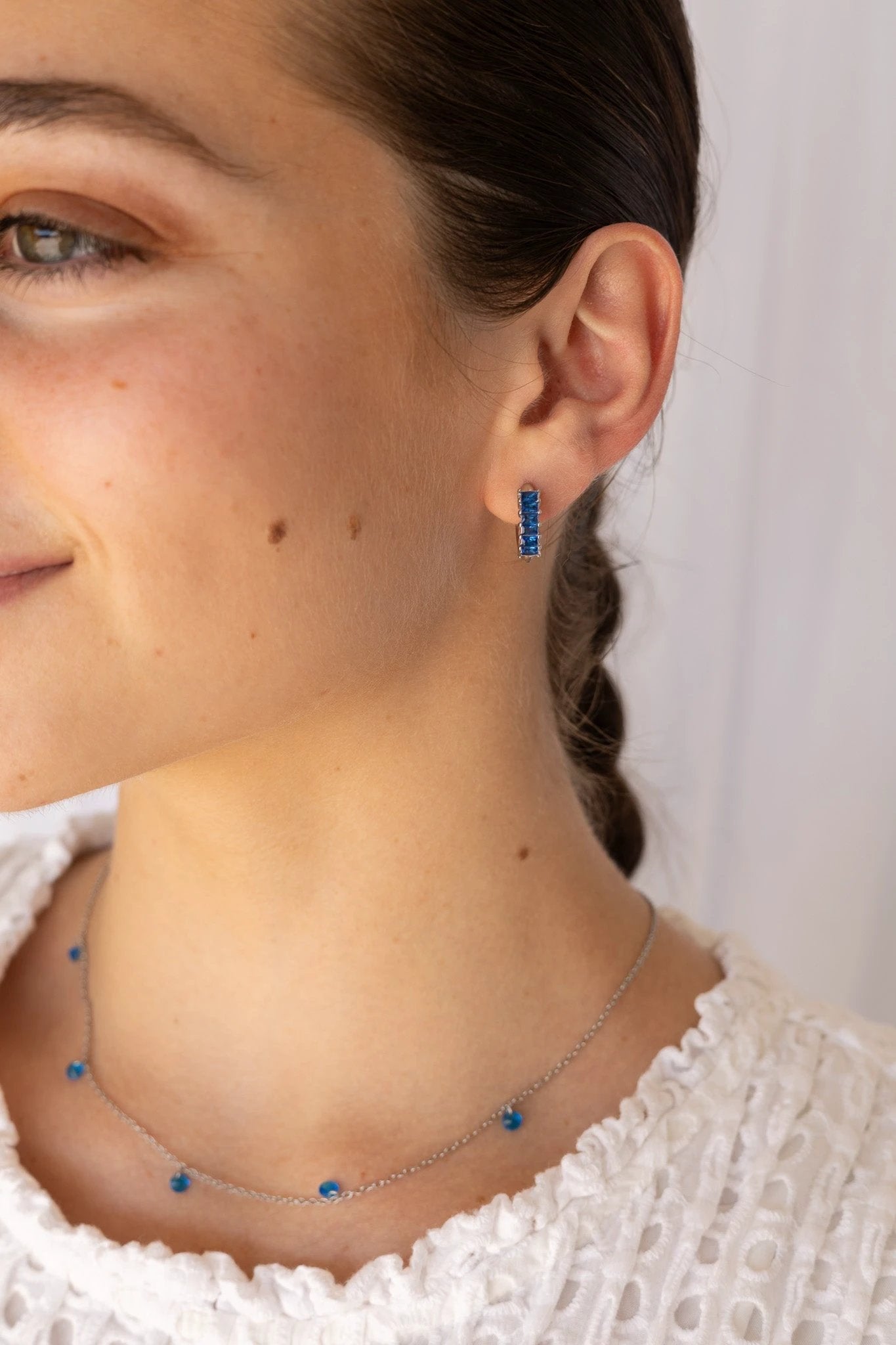 Diamond Hoop in Blue by Rose & Clay