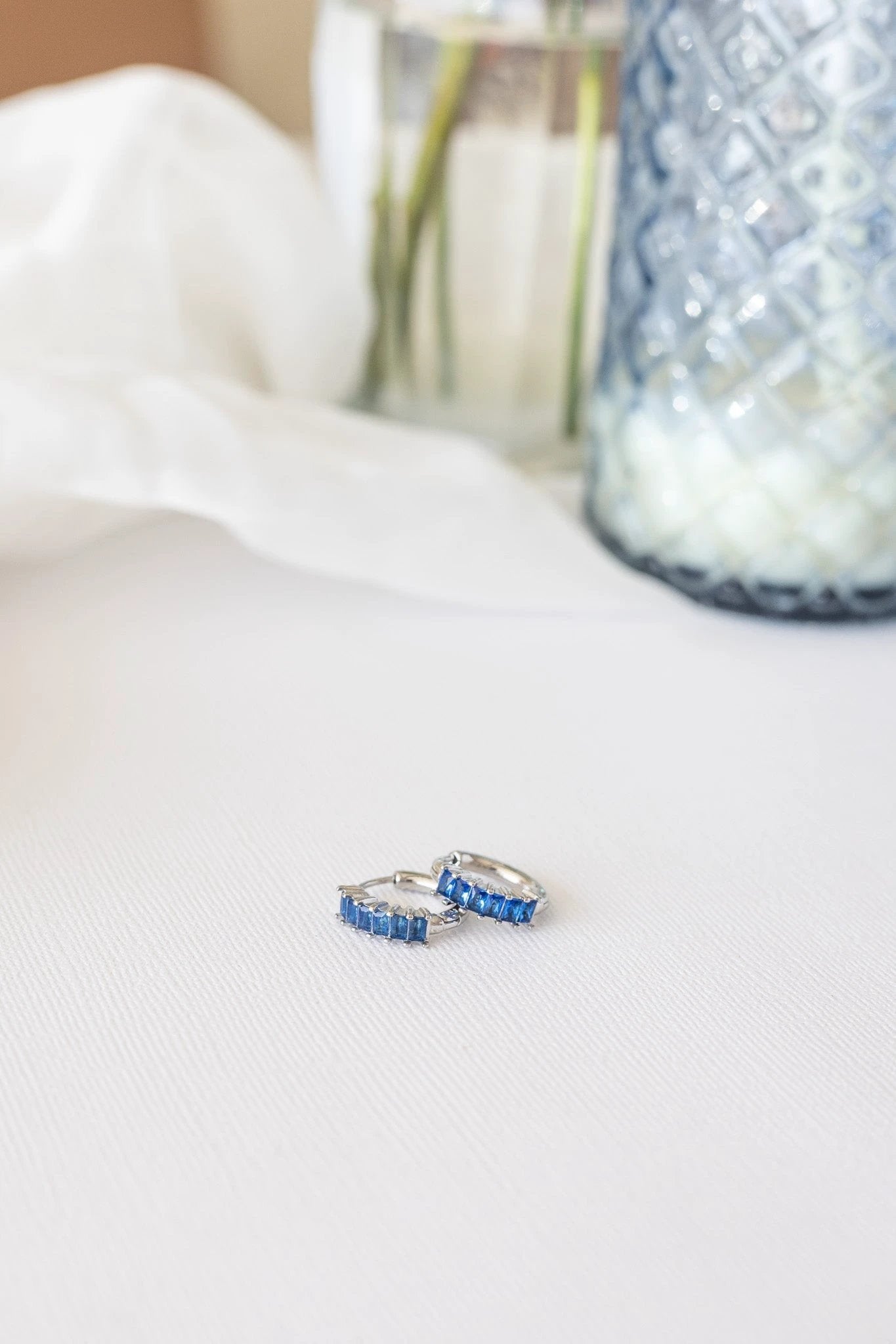 Diamond Hoop in Blue by Rose & Clay