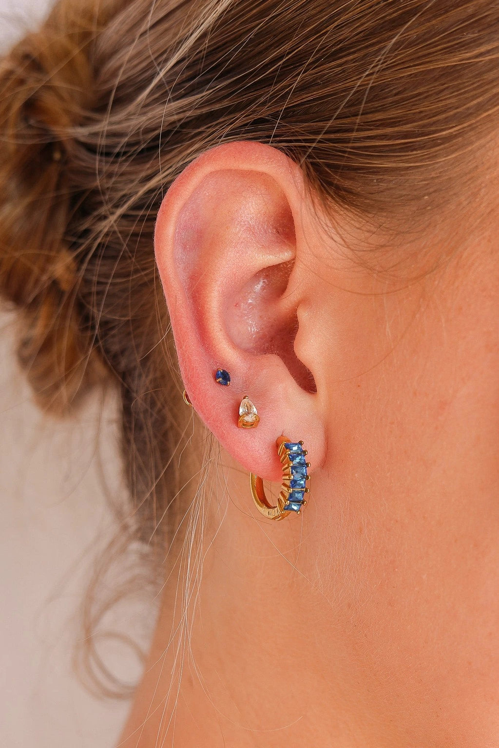 Diamond Hoop in Blue by Rose & Clay