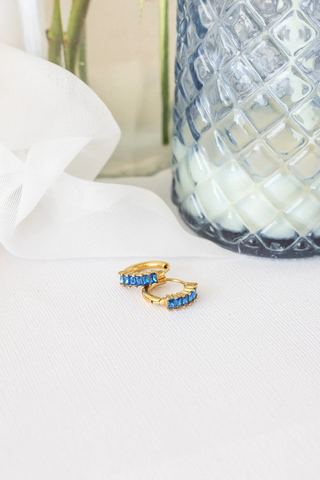 Diamond Hoop in Blue by Rose & Clay