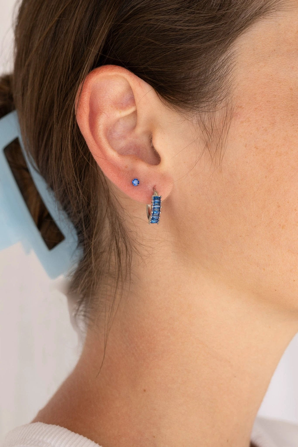 Diamond Hoop in Blue by Rose & Clay