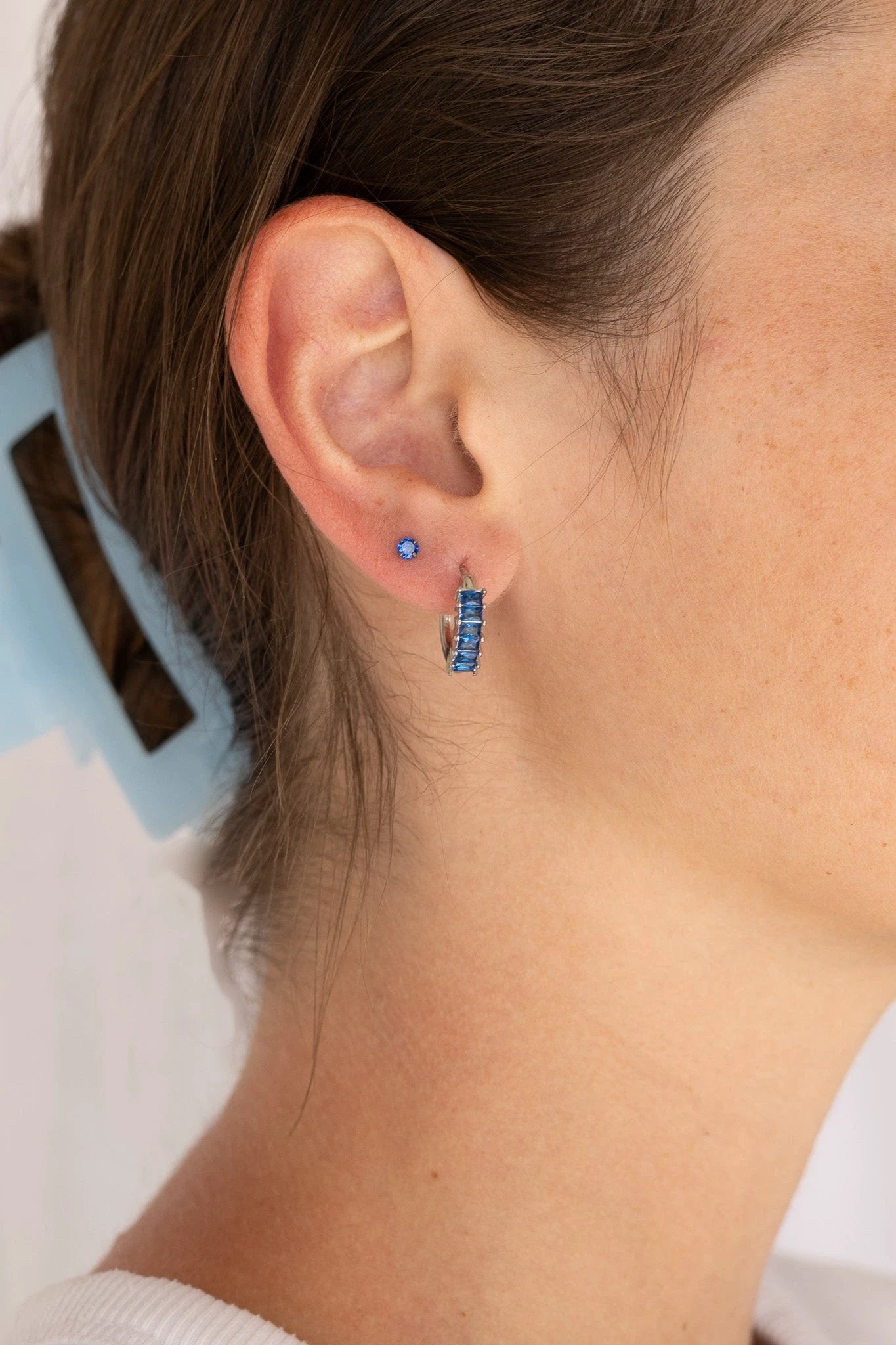 Diamond Hoop in Blue by Rose & Clay
