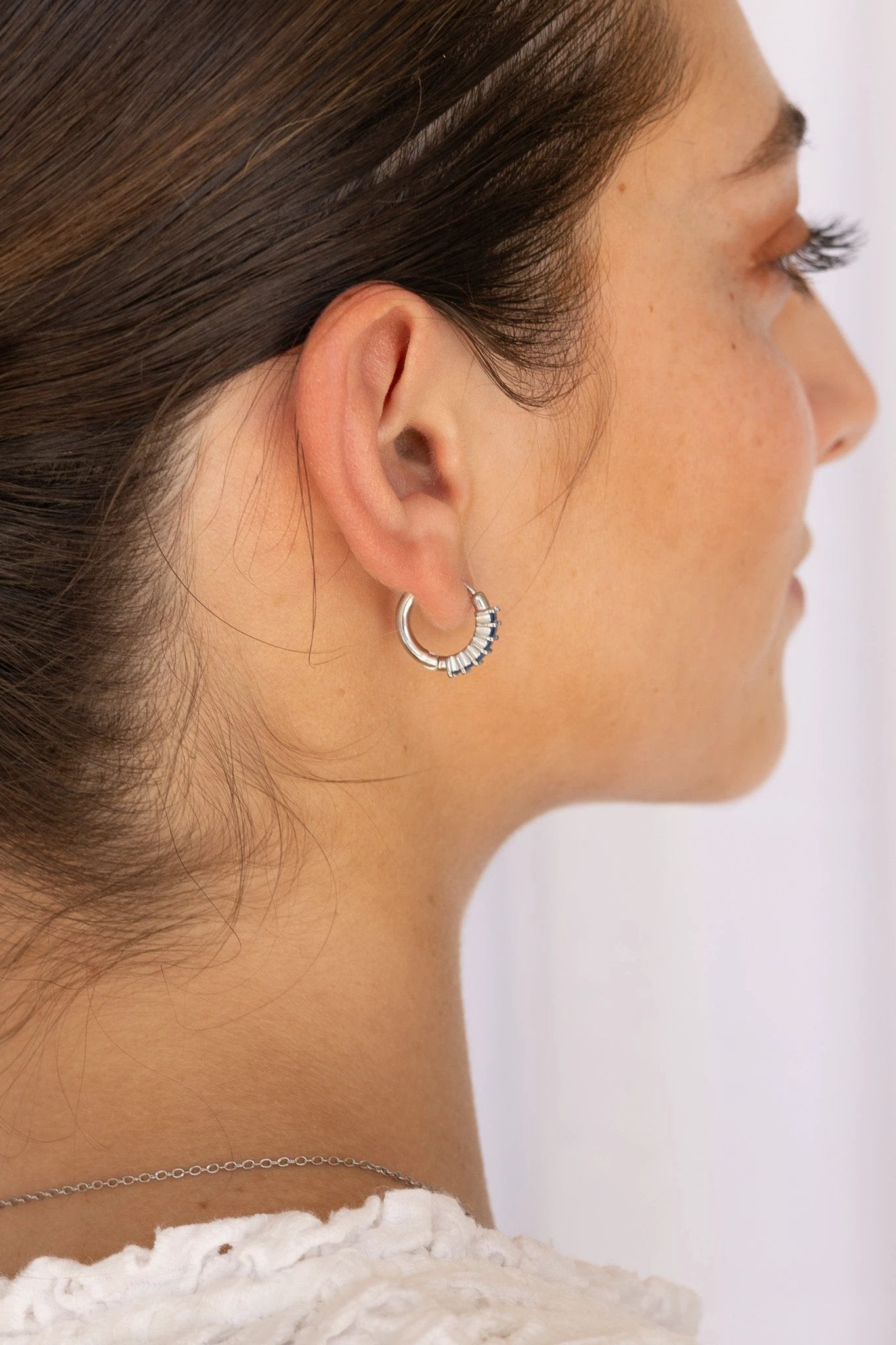 Diamond Hoop in Blue by Rose & Clay