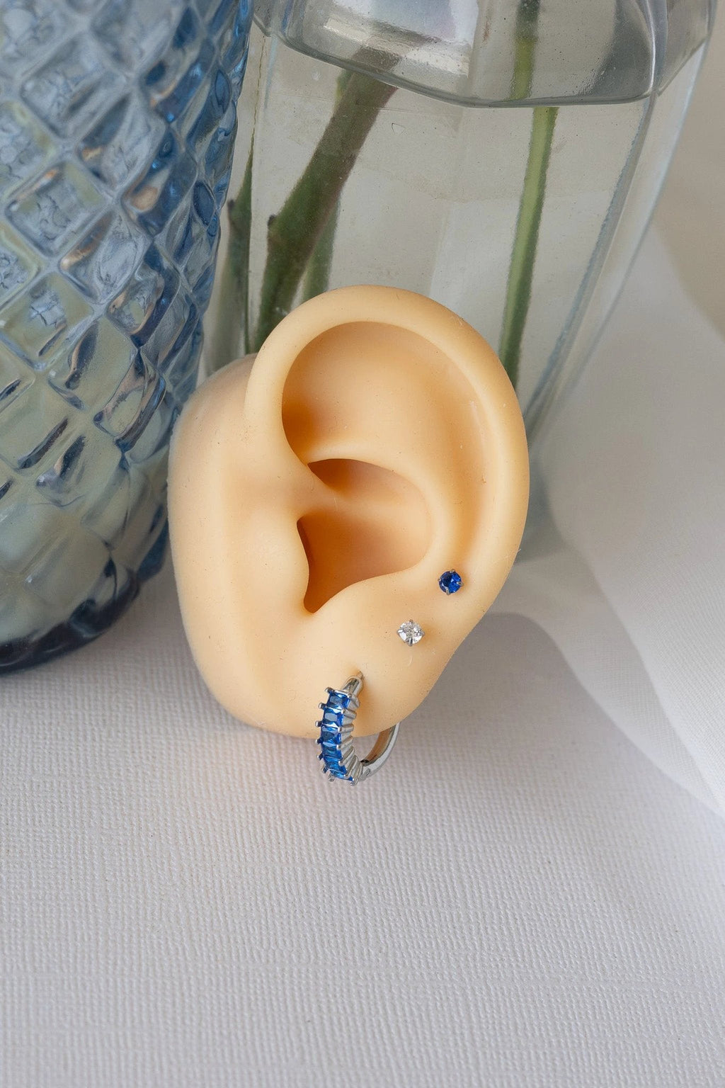 Diamond Hoop in Blue by Rose & Clay