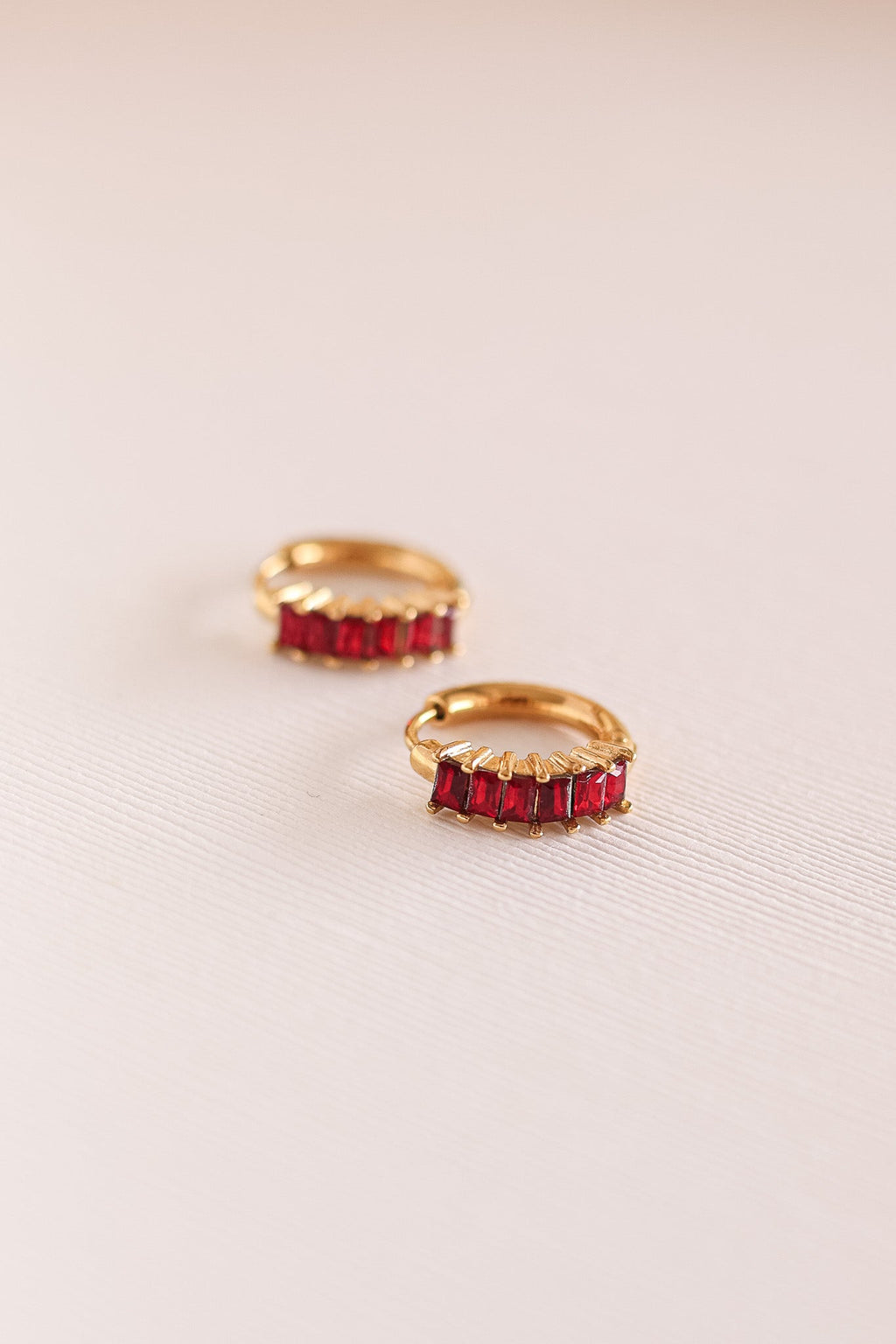 Diamond Hoop in Red hoop La Vie Bien Diamond Hoop in Red