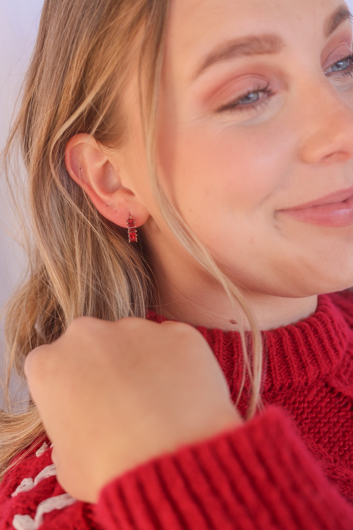 Diamond Hoop in Red hoop La Vie Bien Diamond Hoop in Red