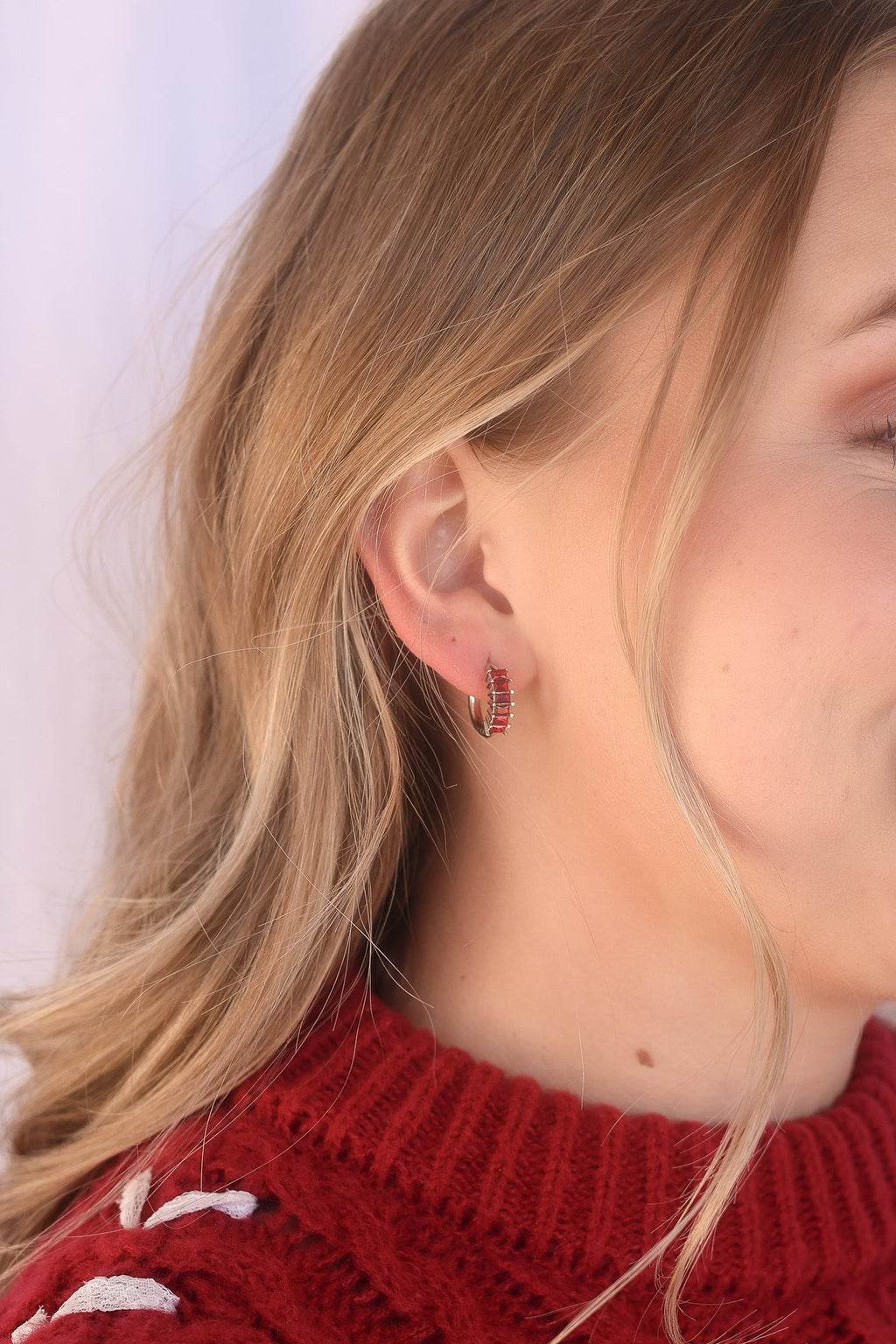 Diamond Hoop in Red hoop La Vie Bien Diamond Hoop in Red