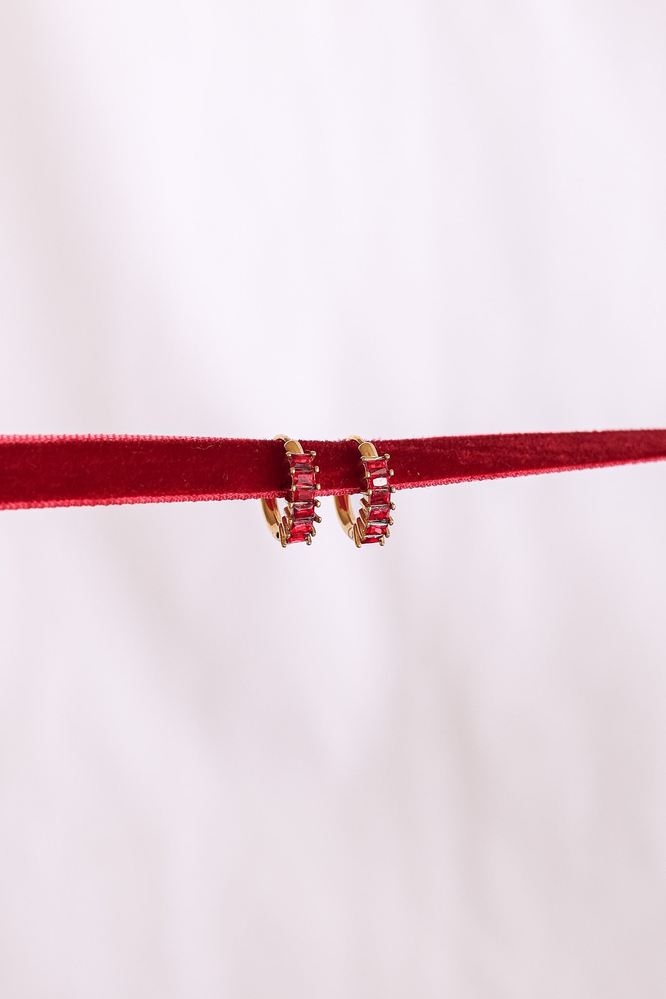 Diamond Hoop in Red hoop La Vie Bien Diamond Hoop in Red