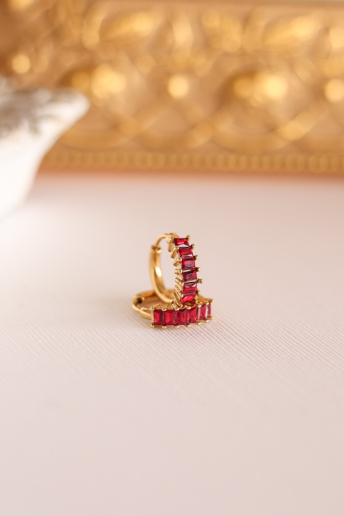 Diamond Hoop in Red hoop La Vie Bien Diamond Hoop in Red