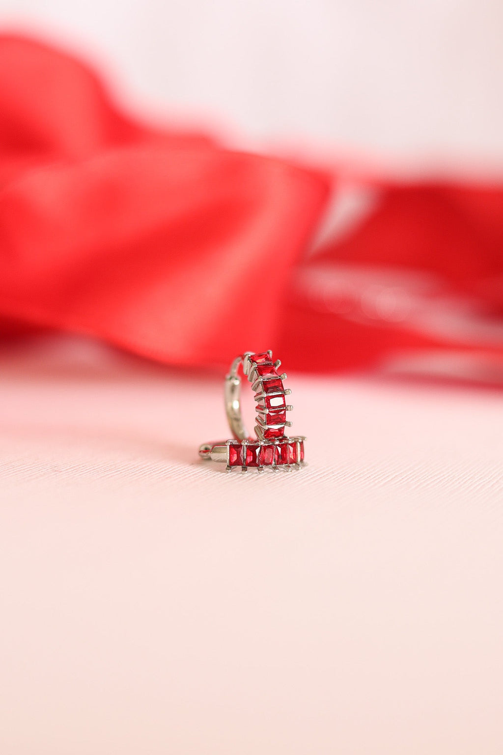 Diamond Hoop in Red hoop La Vie Bien Diamond Hoop in Red