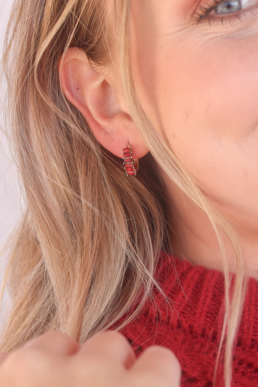 Diamond Hoop in Red hoop La Vie Bien Diamond Hoop in Red