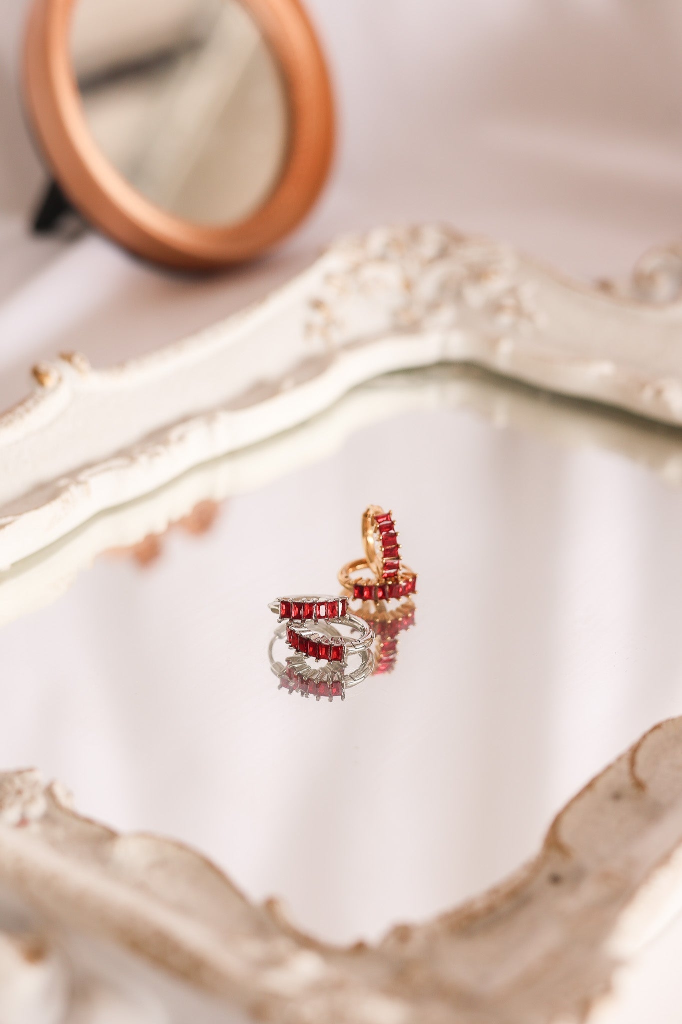 Diamond Hoop in Red hoop La Vie Bien Diamond Hoop in Red