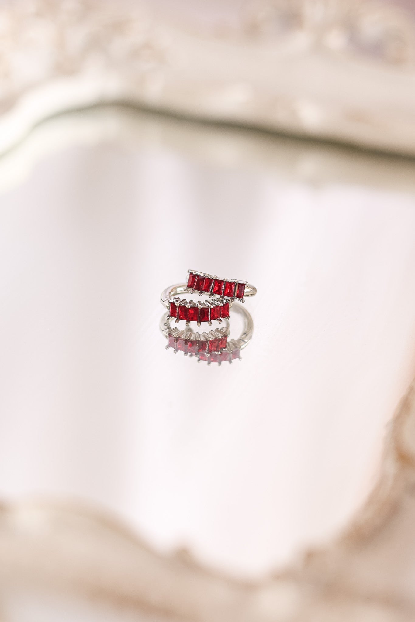 Diamond Hoop in Red hoop La Vie Bien Diamond Hoop in Red