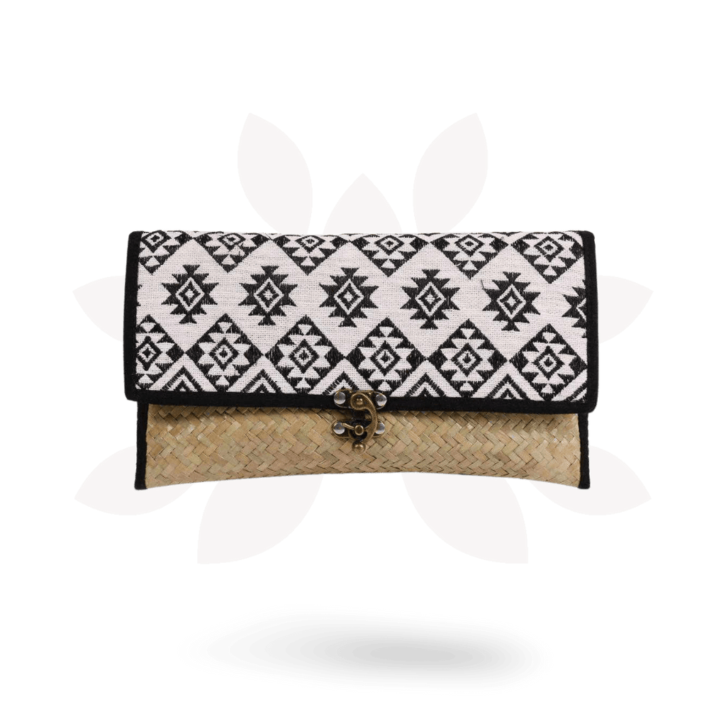 Diamond Rattan Embroidered Clutch - Thailand Bags La Vie Bien Diamond Rattan Embroidered Clutch - Thailand