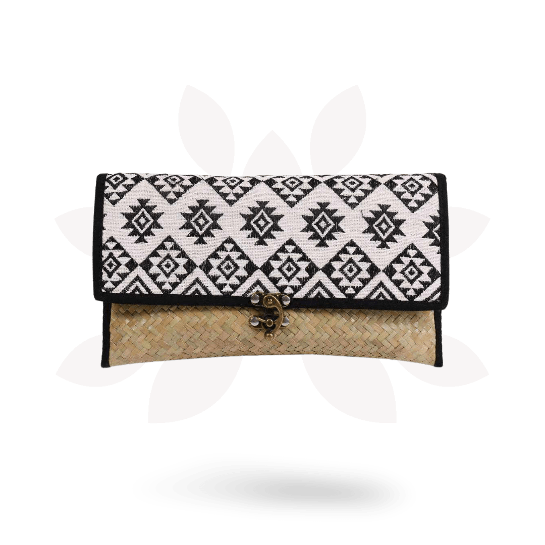 Diamond Rattan Embroidered Clutch - Thailand Bags La Vie Bien Diamond Rattan Embroidered Clutch - Thailand