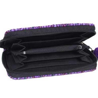 Diamond Upcycled Hmong Textile Cross - stitch Wallet - Thailand Wallets La Vie Bien Diamond Upcycled Hmong Textile Cross - stitch Wallet - Thailand