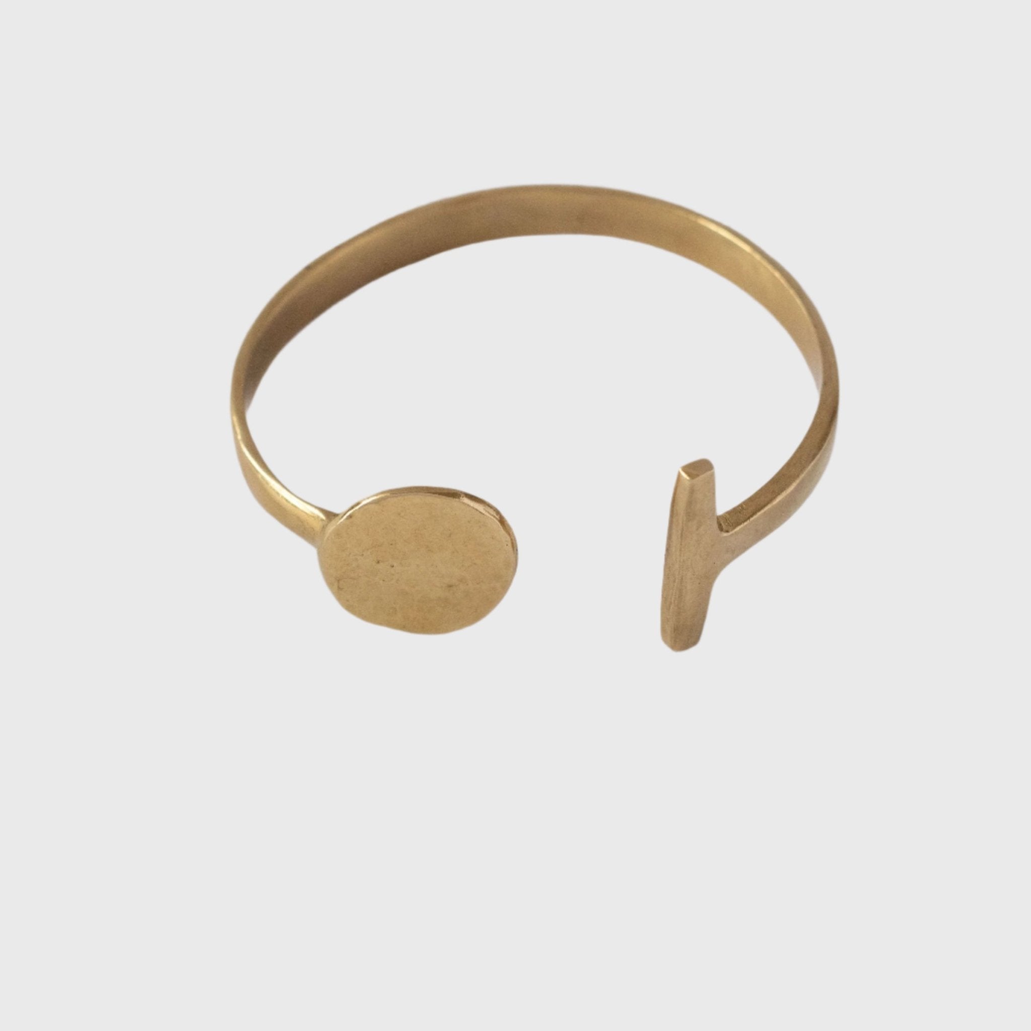 Dice & T - Shaped Ends Cuff Brass Bracelet - Jua Bracelets La Vie Bien Dice & T - Shaped Ends Cuff Brass Bracelet - Jua