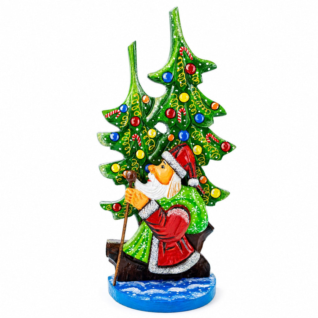 Did Moroz (Santa) and Christmas Tree Hand Carved Ukrainian Wooden Figurine 12.25 Inches Christmas Decor > Carved Wooden Santa La Vie Bien Did Moroz (Santa) and Christmas Tree Hand Carved Ukrainian Wooden Figurine 12.25 Inches