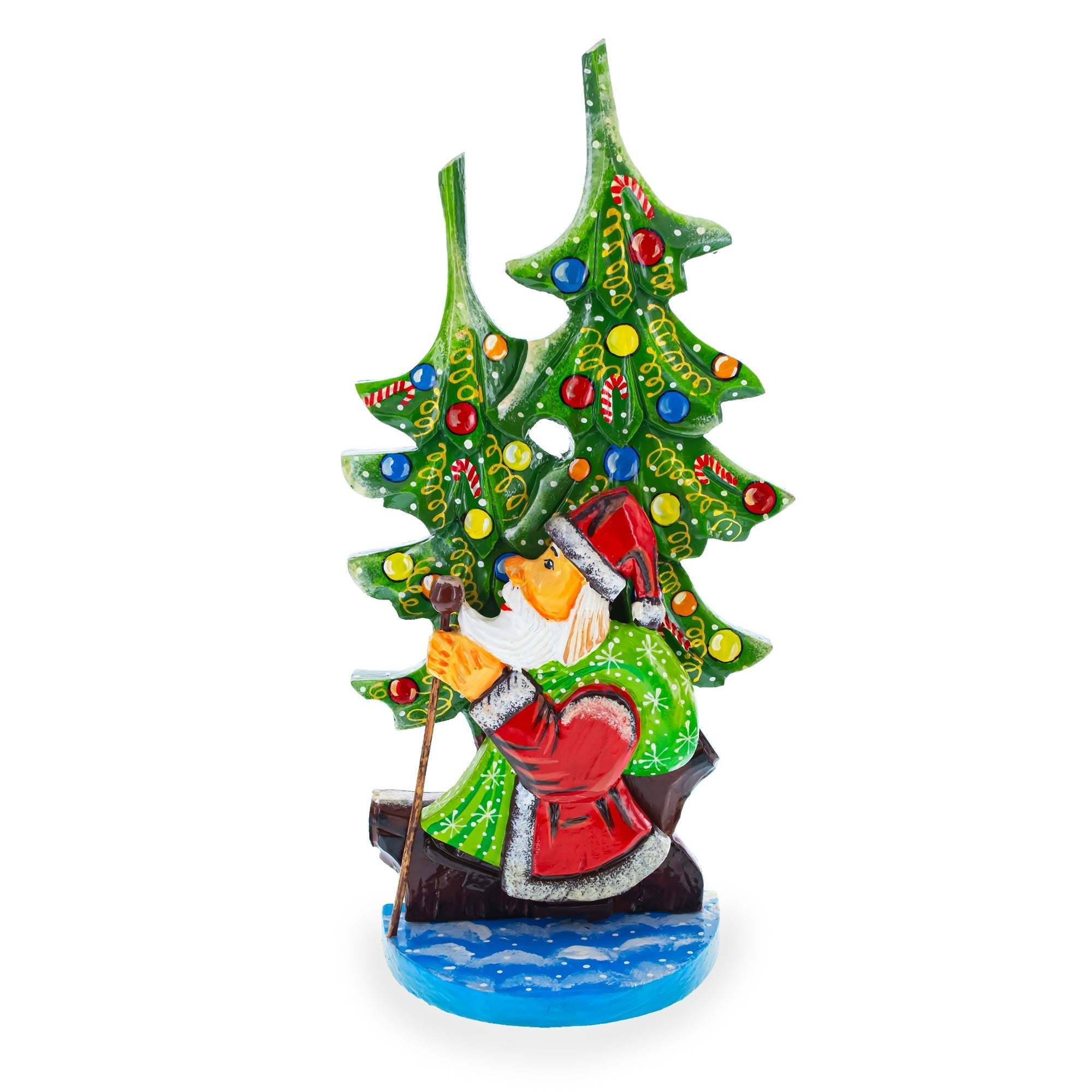 Did Moroz (Santa) and Christmas Tree Hand Carved Ukrainian Wooden Figurine 12.25 Inches Christmas Decor > Carved Wooden Santa La Vie Bien Did Moroz (Santa) and Christmas Tree Hand Carved Ukrainian Wooden Figurine 12.25 Inches