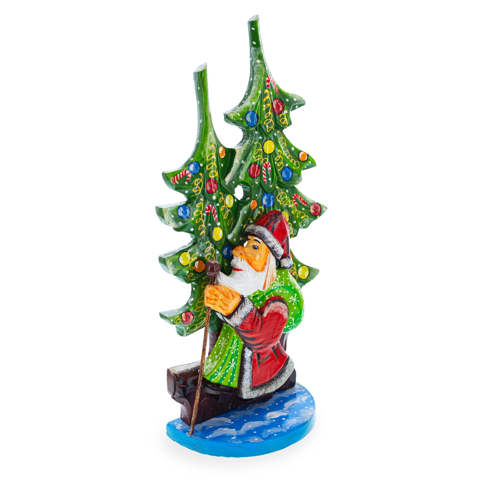 Did Moroz (Santa) and Christmas Tree Hand Carved Ukrainian Wooden Figurine 12.25 Inches Christmas Decor > Carved Wooden Santa La Vie Bien Did Moroz (Santa) and Christmas Tree Hand Carved Ukrainian Wooden Figurine 12.25 Inches