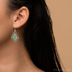 Dimond Blue Turquoise Stone Golden Drop Earrings by Barse Jewelry