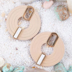 Discus Mother of Pearl Leather Earrings by Barse Jewelry