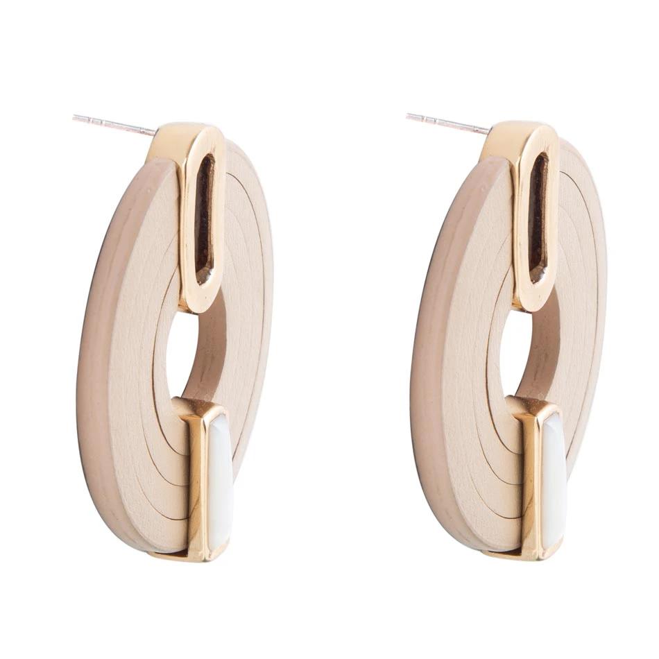Discus Mother of Pearl Leather Earrings by Barse Jewelry