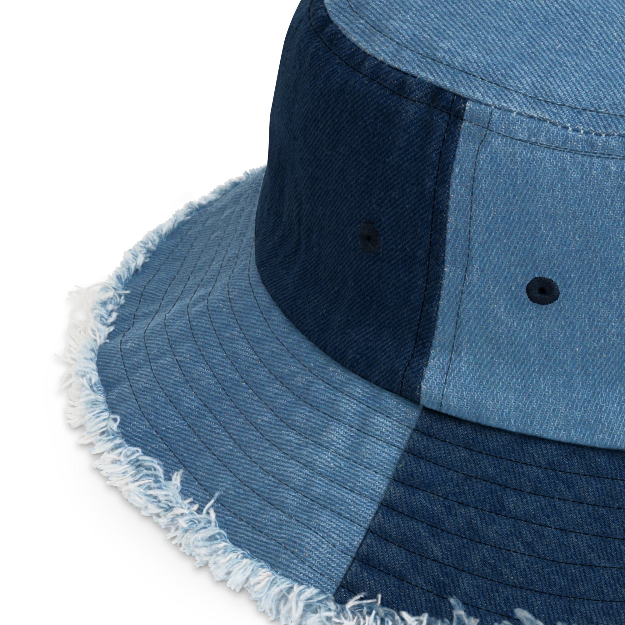 I am enough daisy distressed denim bucket hat
