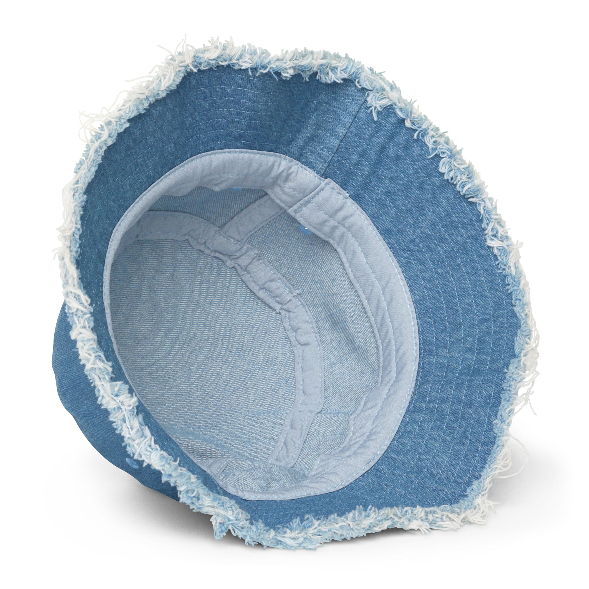 I am enough daisy distressed denim bucket hat