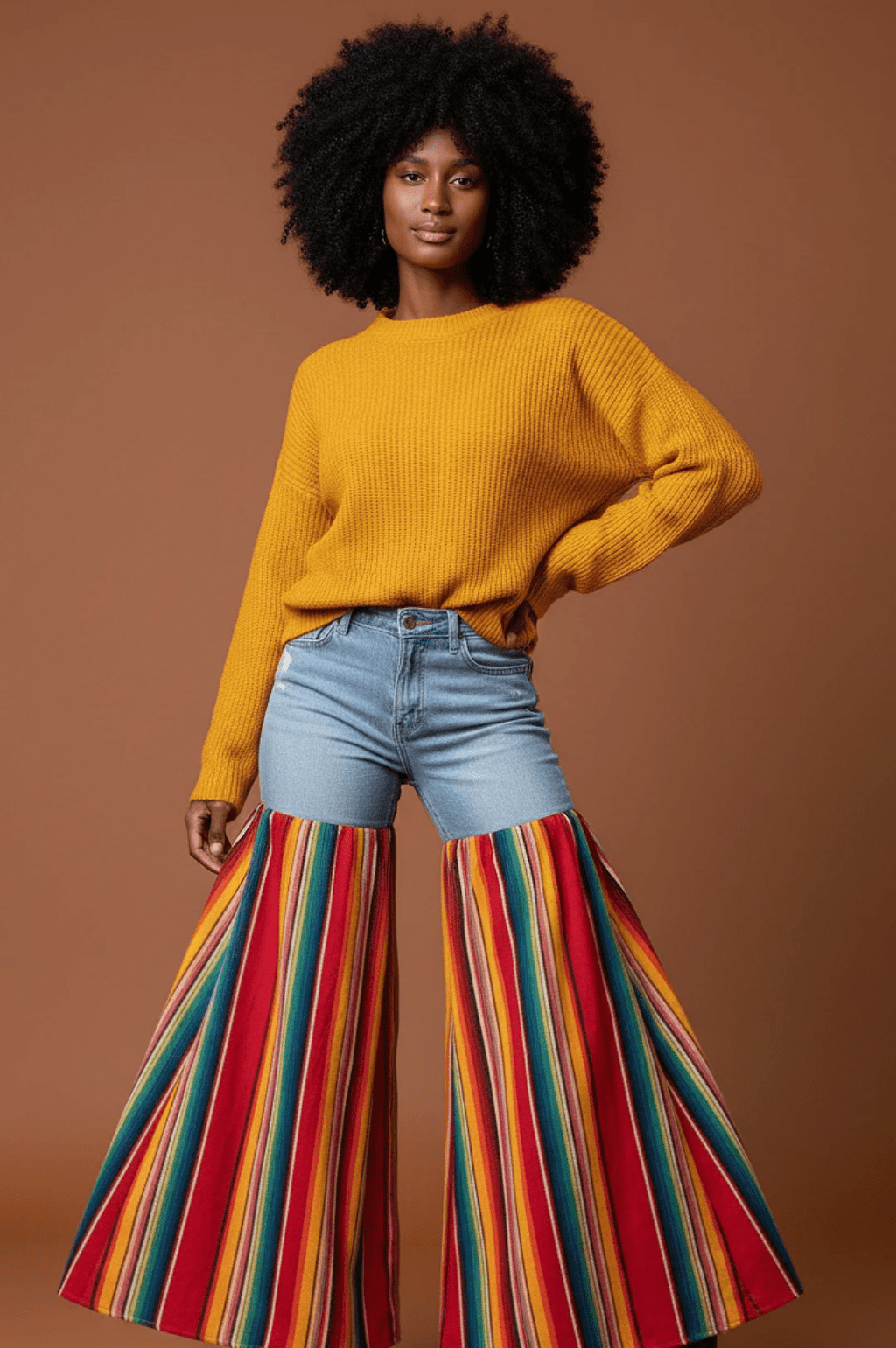 Distressed Light Denim Red Multi Color Palazzo Wide Leg Jeans