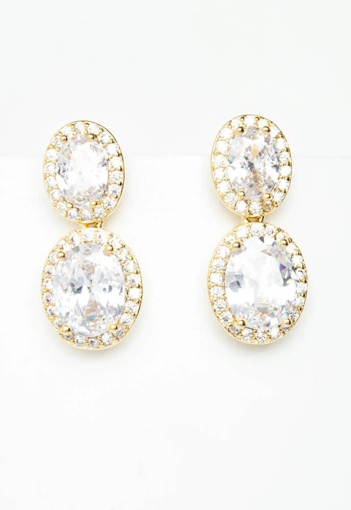 Divine Connection Gold and Zircon Earrings by Ethical Trade Co
