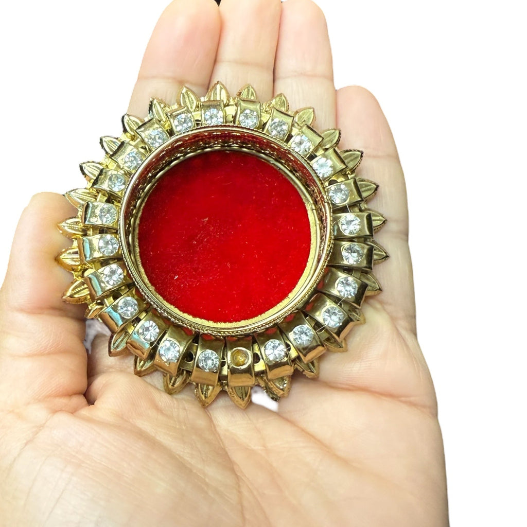 Diwali Gift - Diya with Kundan Laxmi Charan & Swastik in Gift box with Happy Diwali Decal La Vie Bien Diwali Gift - Diya with Kundan Laxmi Charan & Swastik in Gift box with Happy Diwali Decal